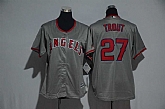 Women Los Angeles Angels of Anaheim #27 Mike Trout Gray New Cool Base Stitched Jersey,baseball caps,new era cap wholesale,wholesale hats